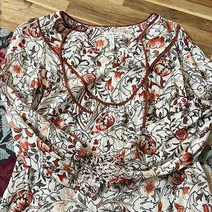 Matilda Jane Floral Top with Orange and Cream Accents